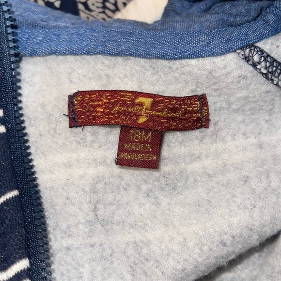 7 for All Mankind Boys Striped Zip Up Hooded Jacket - Picture 5 of 5